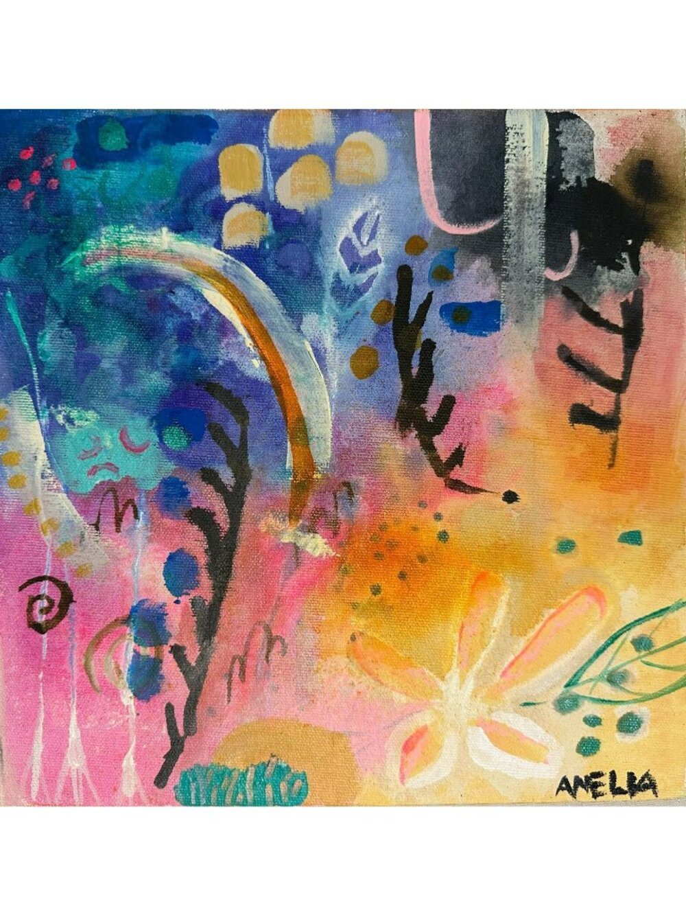 Original Art Abstract Painting OOA  10" x 10" Dreamscape Wall Art Home Decor